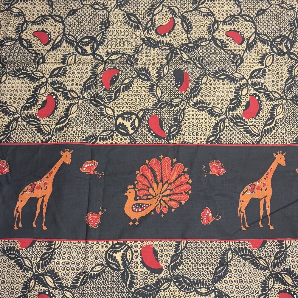 Hand Block Print Cotton Indian Printed Fabric 3.5 Yd Floral Giraffe Peacock